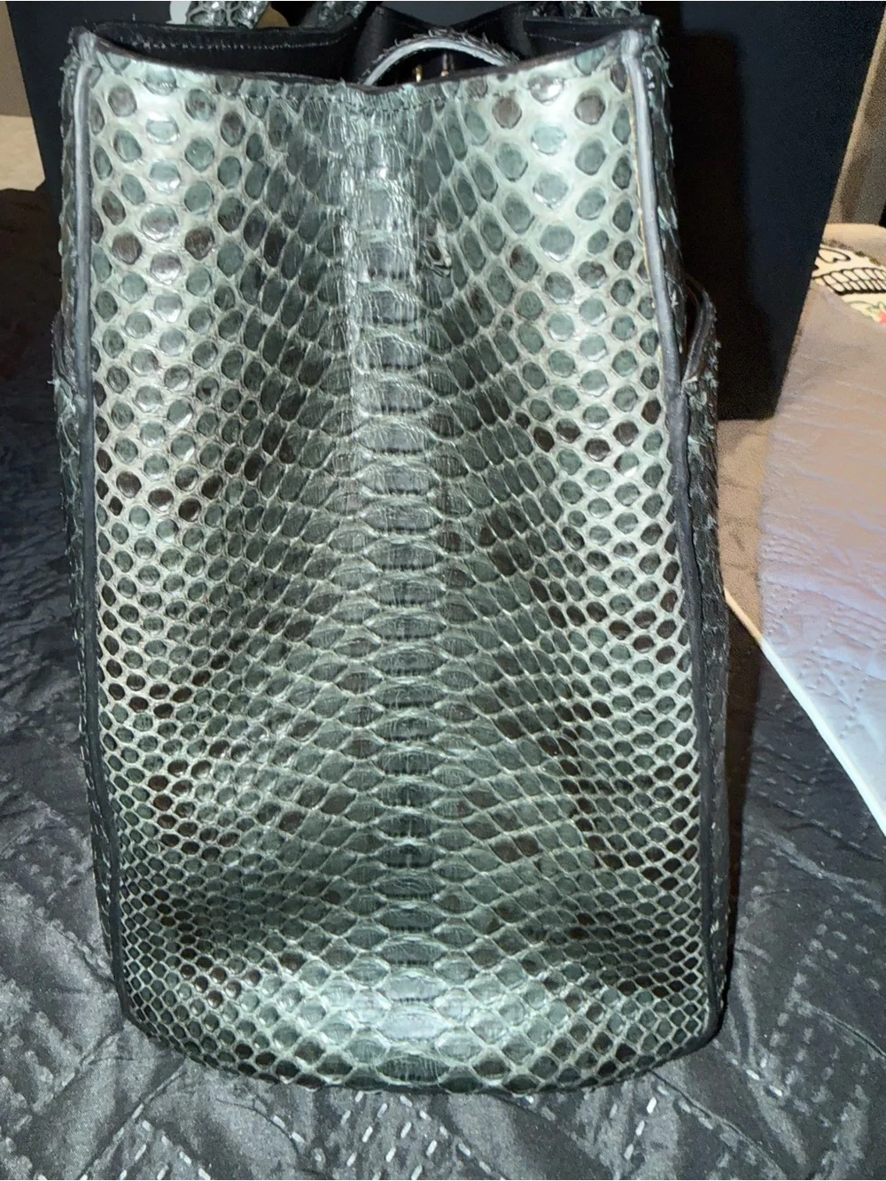 Chanel Dark Green Python Large Neo Executive Tote